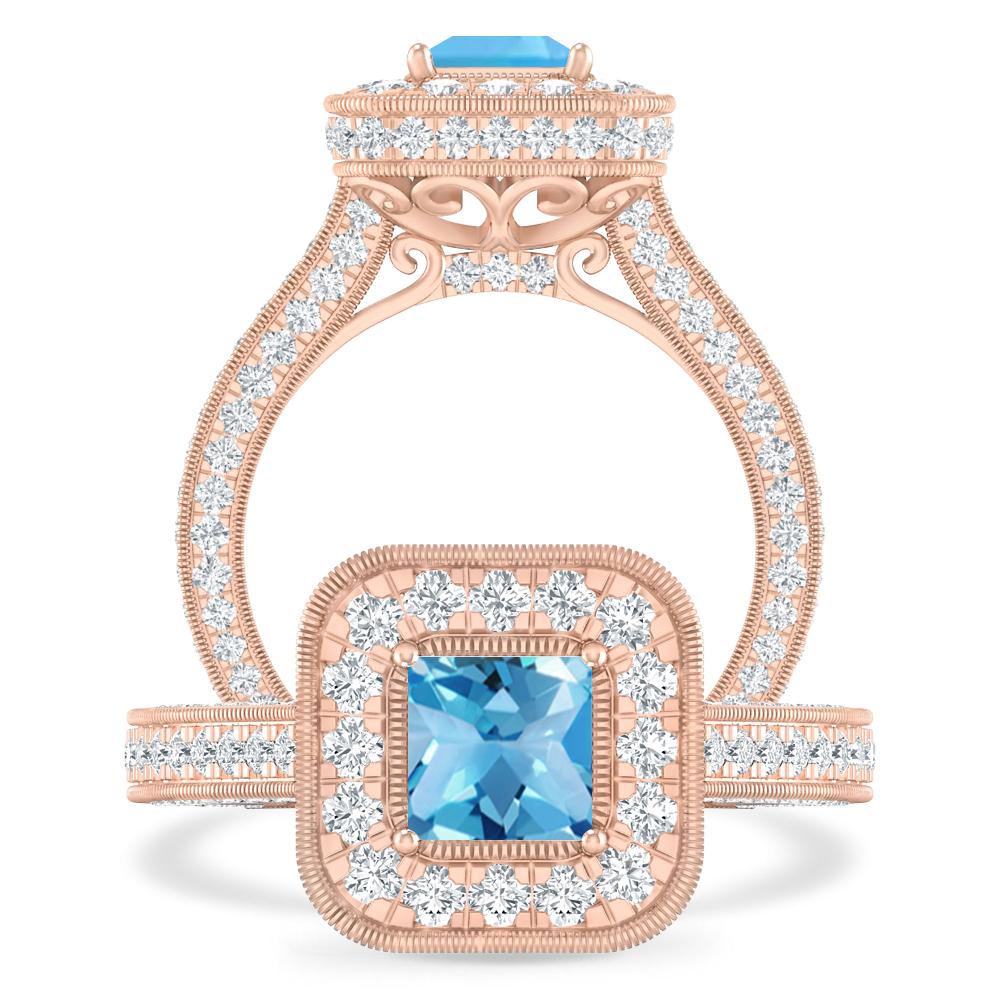 Rose Gold - Blue Topaz