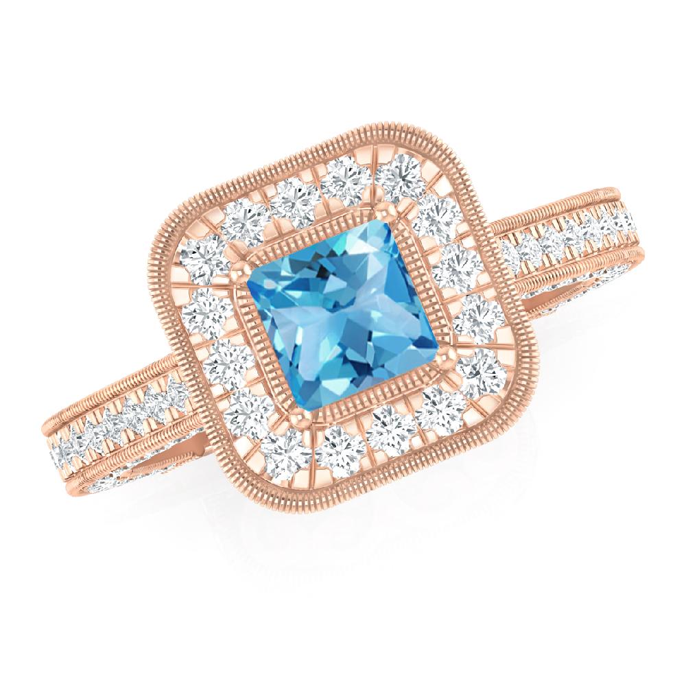 Rose Gold - Blue Topaz