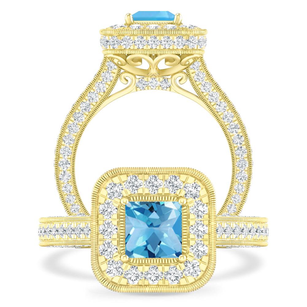 Yellow Gold - Blue Topaz