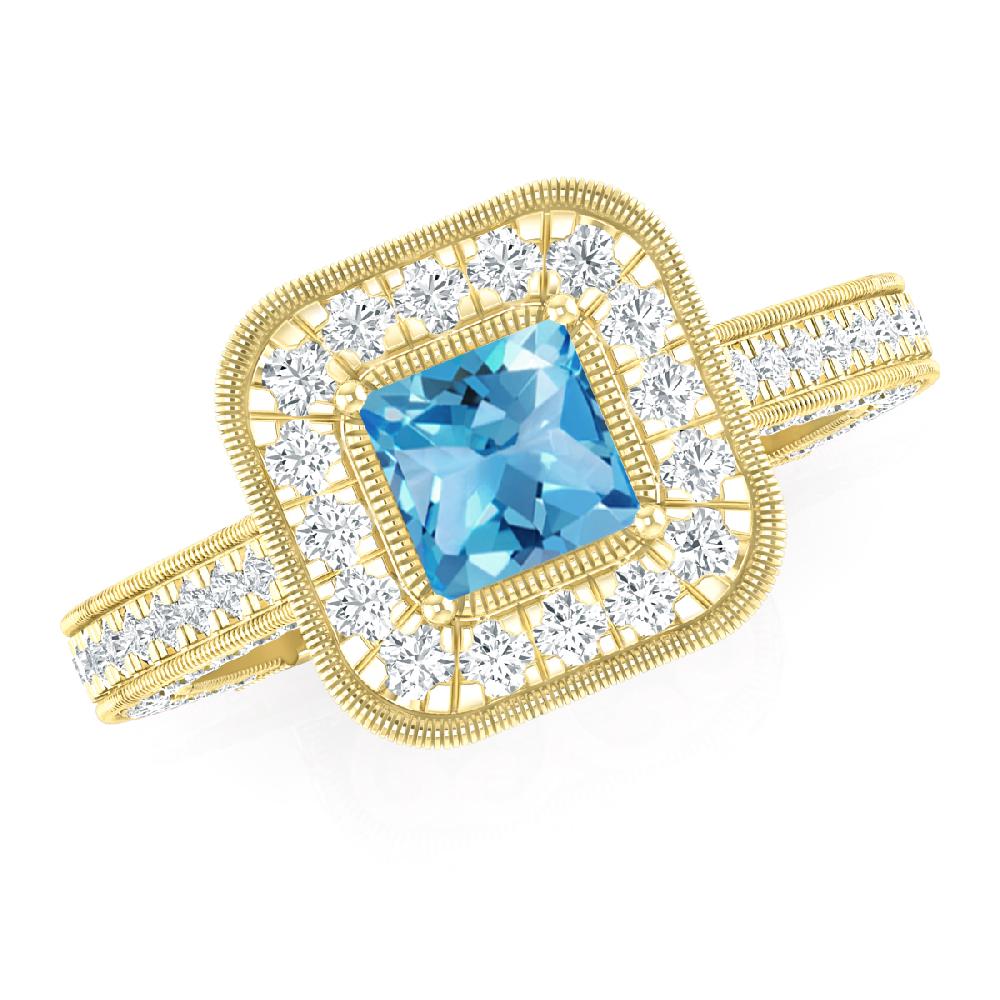 Yellow Gold - Blue Topaz