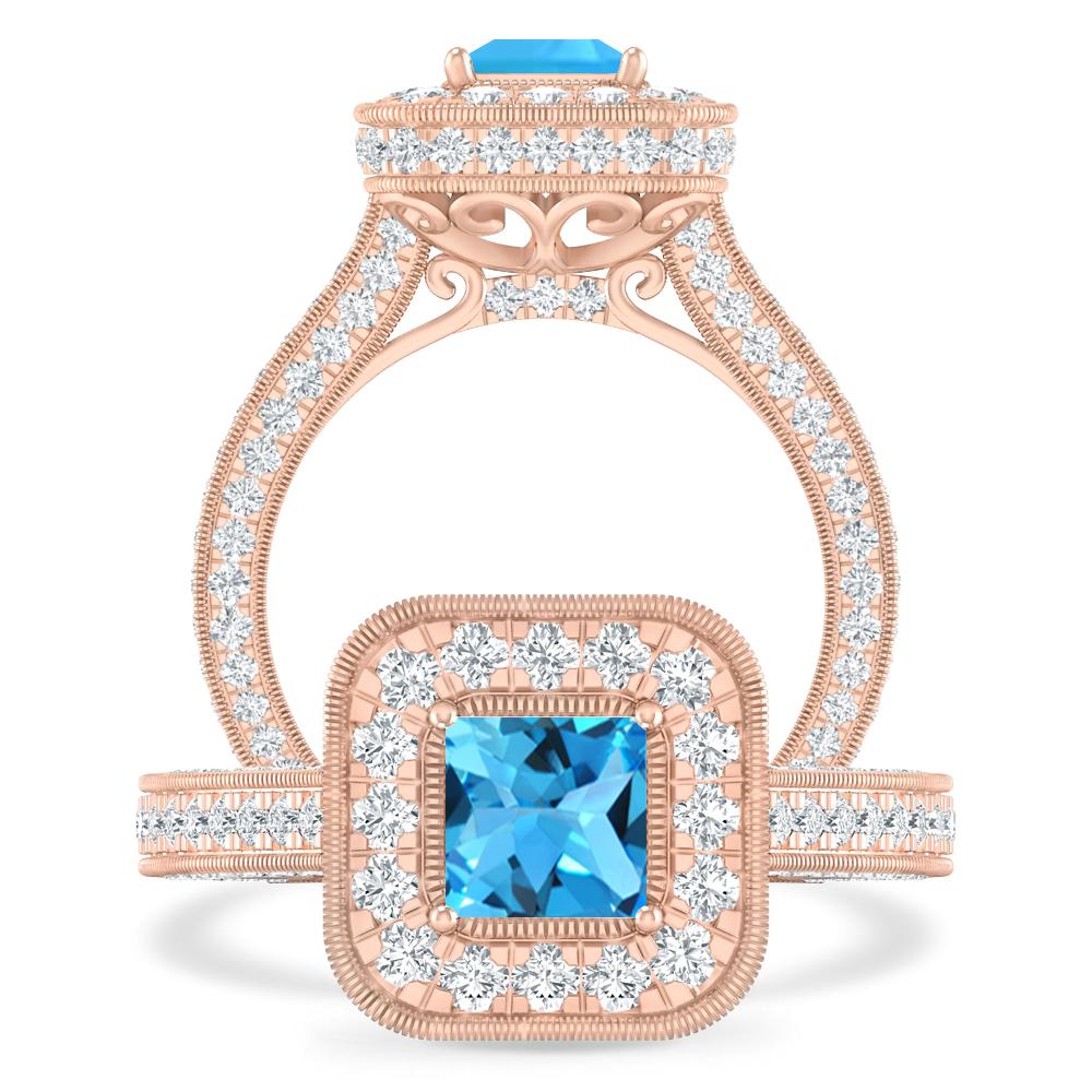 Rose Gold - Blue Topaz