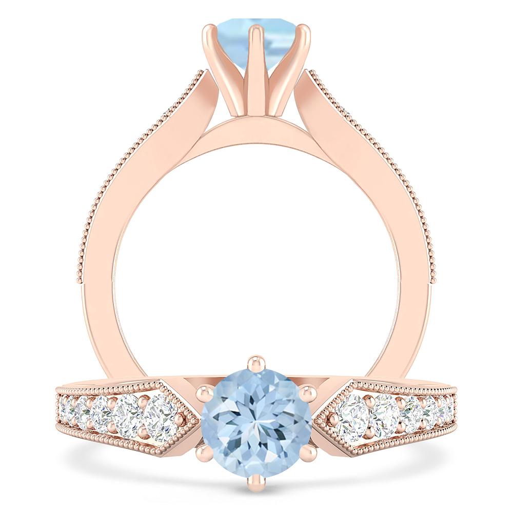 Rose Gold - Aquamarine