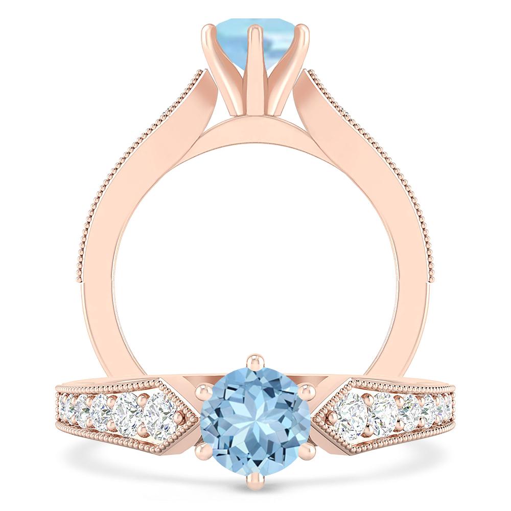 Rose Gold - Aquamarine