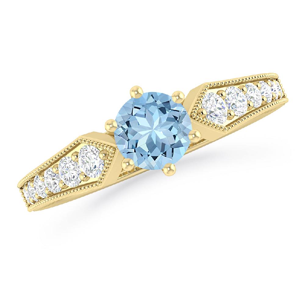 Yellow Gold - Aquamarine