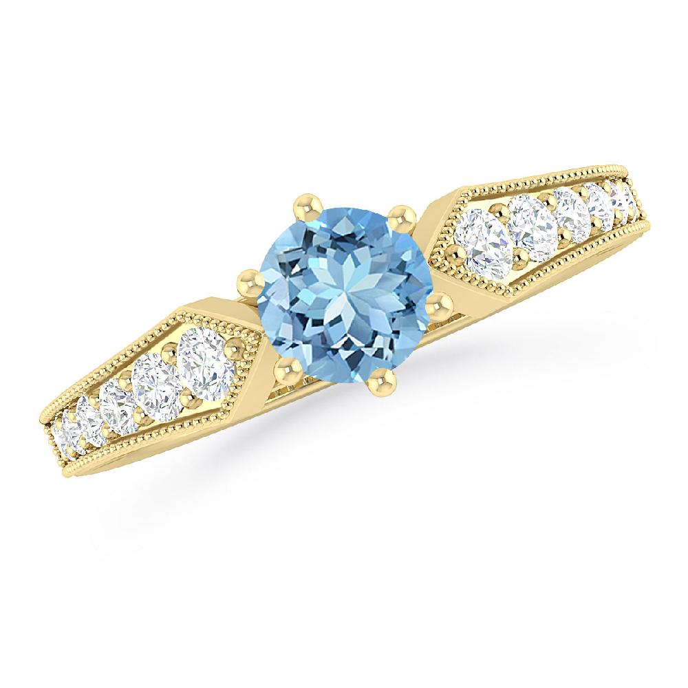 Yellow Gold - Aquamarine