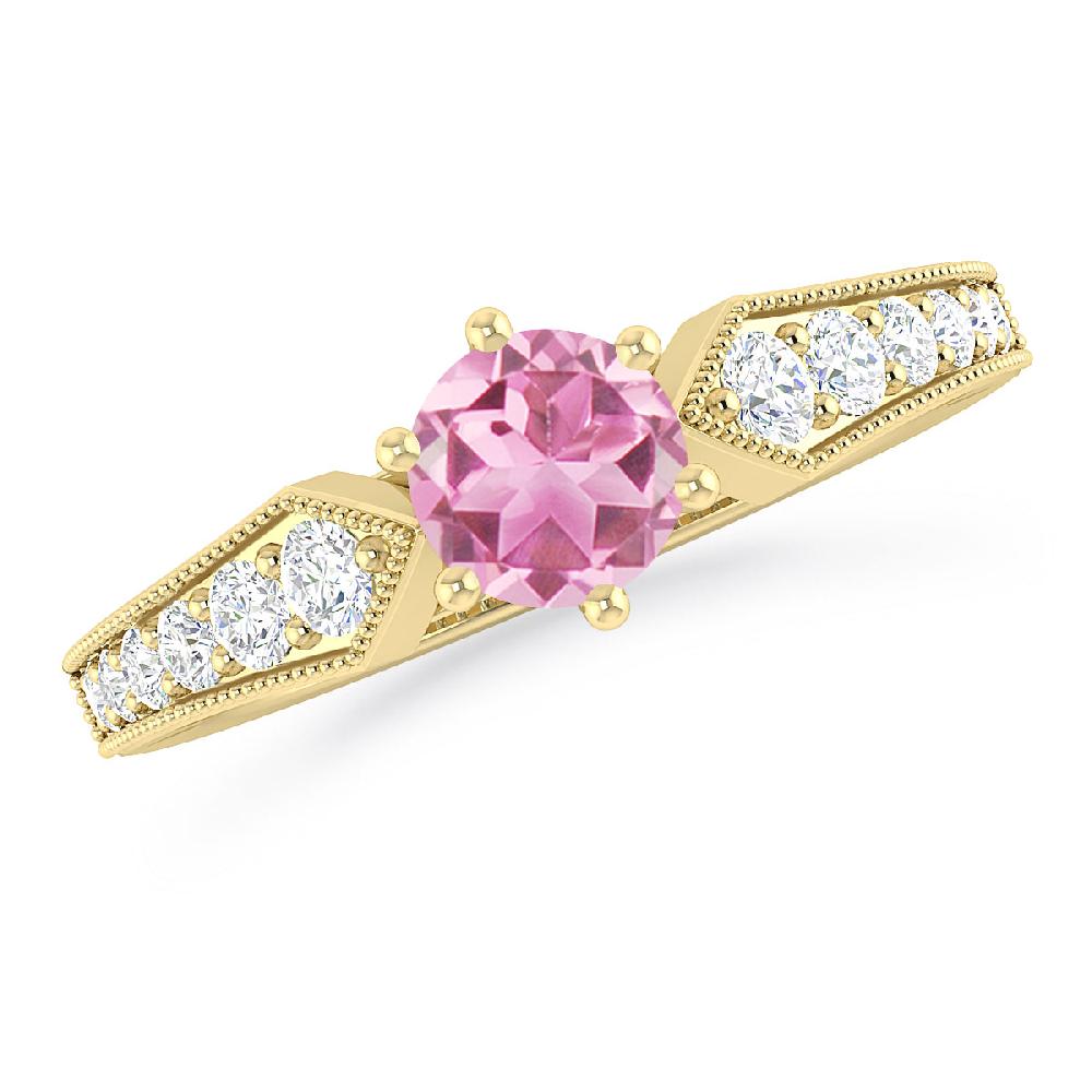 Yellow Gold - Pink Tourmaline