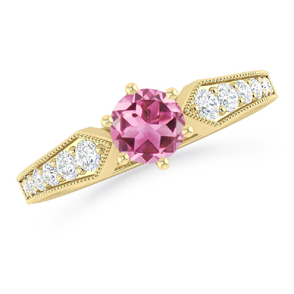 Yellow Gold - Pink Tourmaline