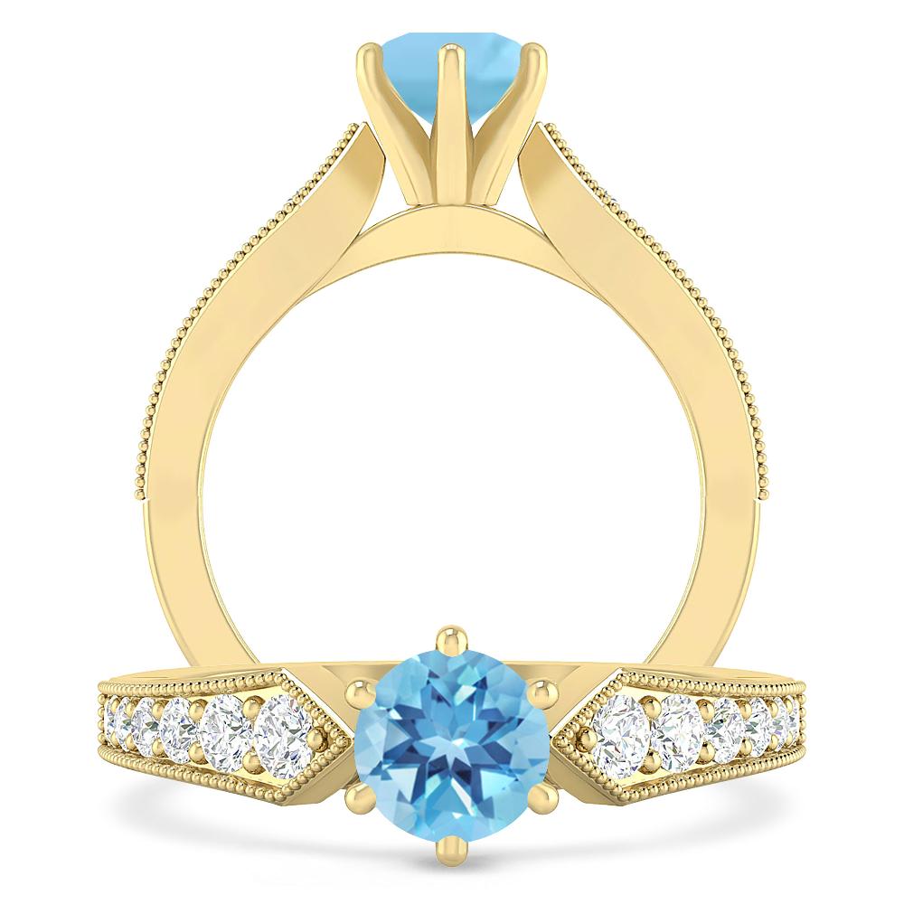 Yellow Gold - Blue Topaz