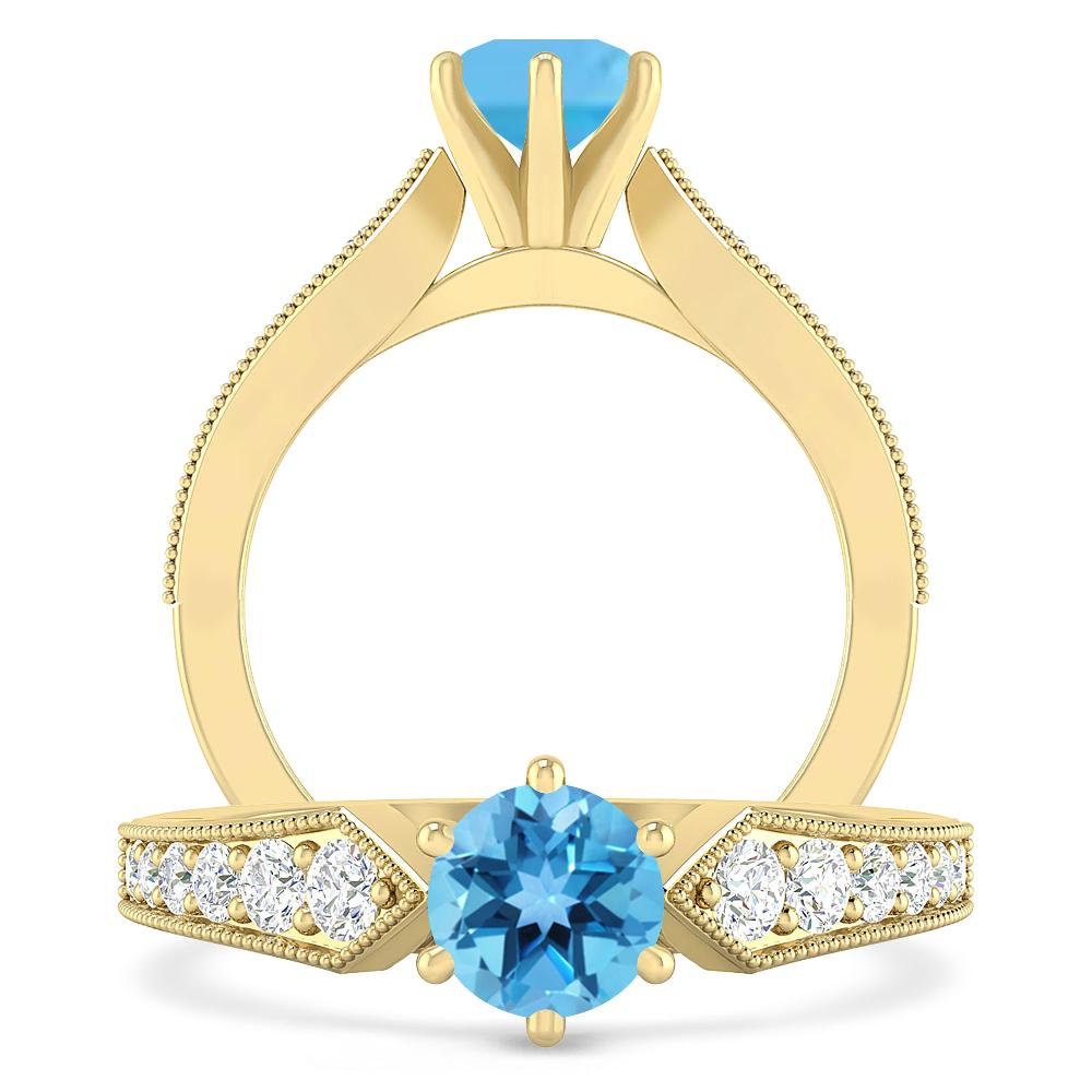 Yellow Gold - Blue Topaz