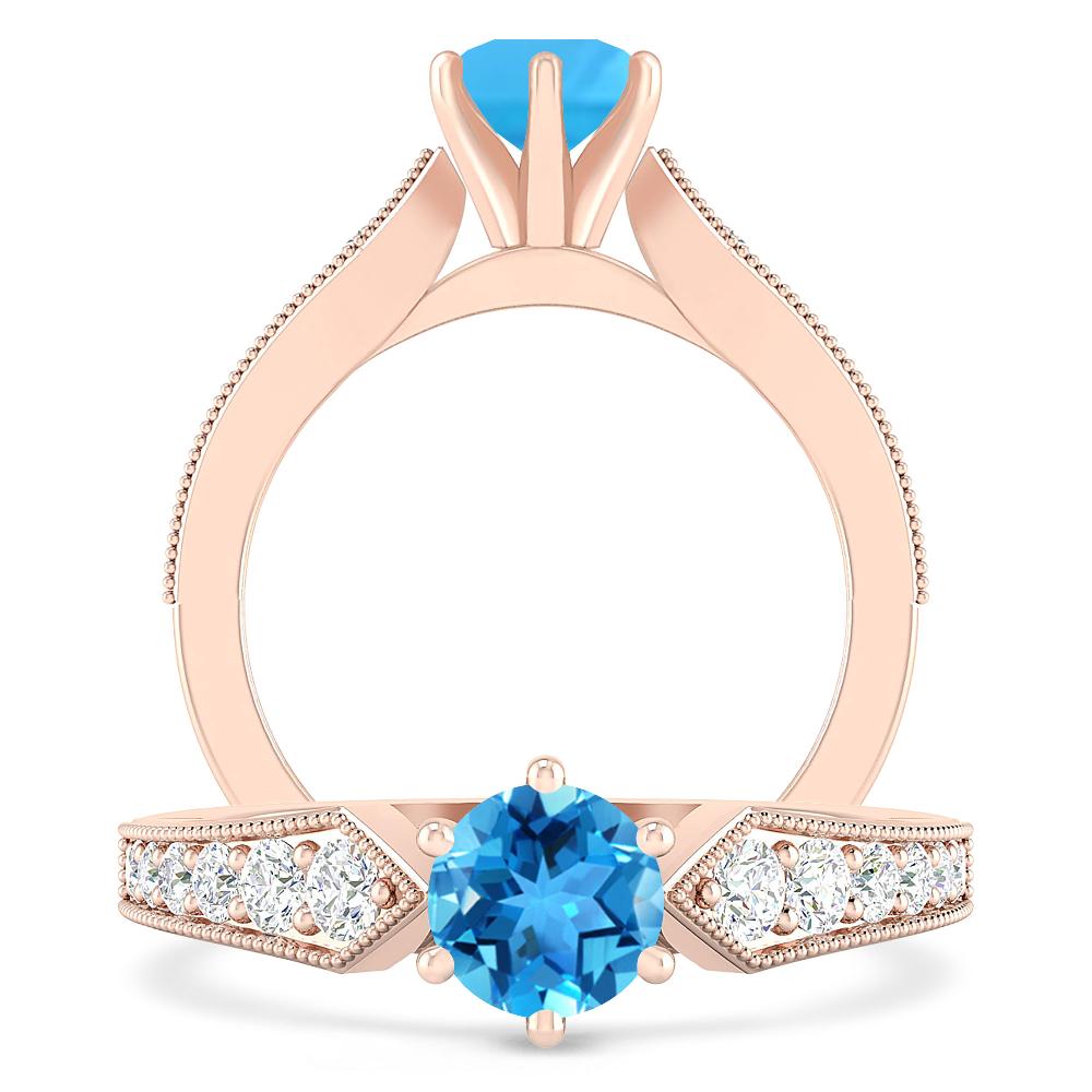 Rose Gold - Blue Topaz