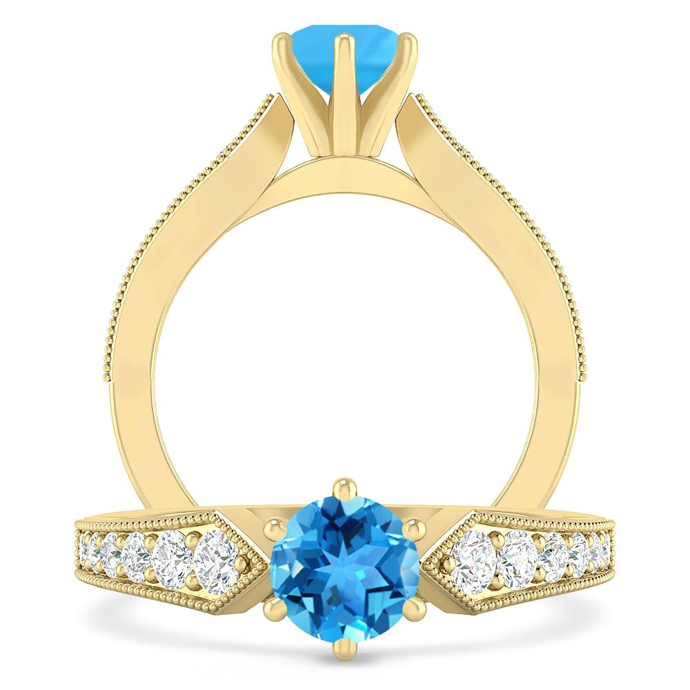 Yellow Gold - Blue Topaz