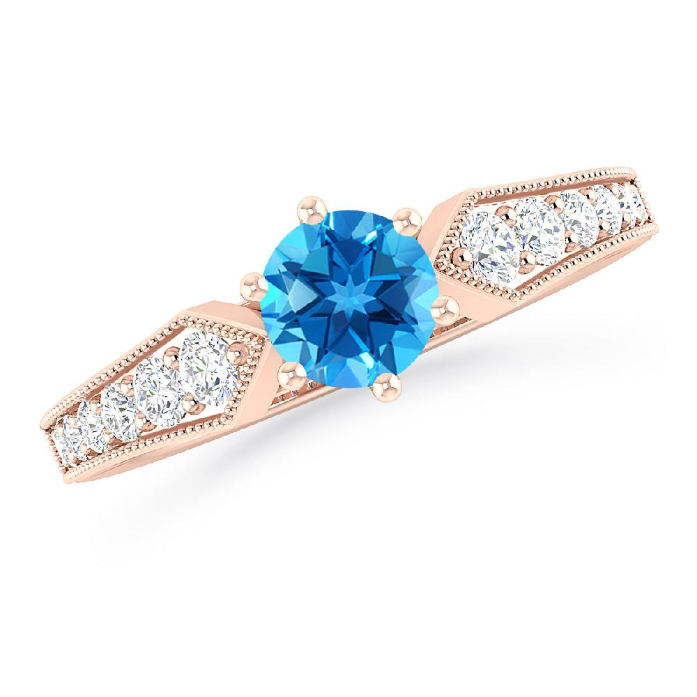 Rose Gold - Blue Topaz