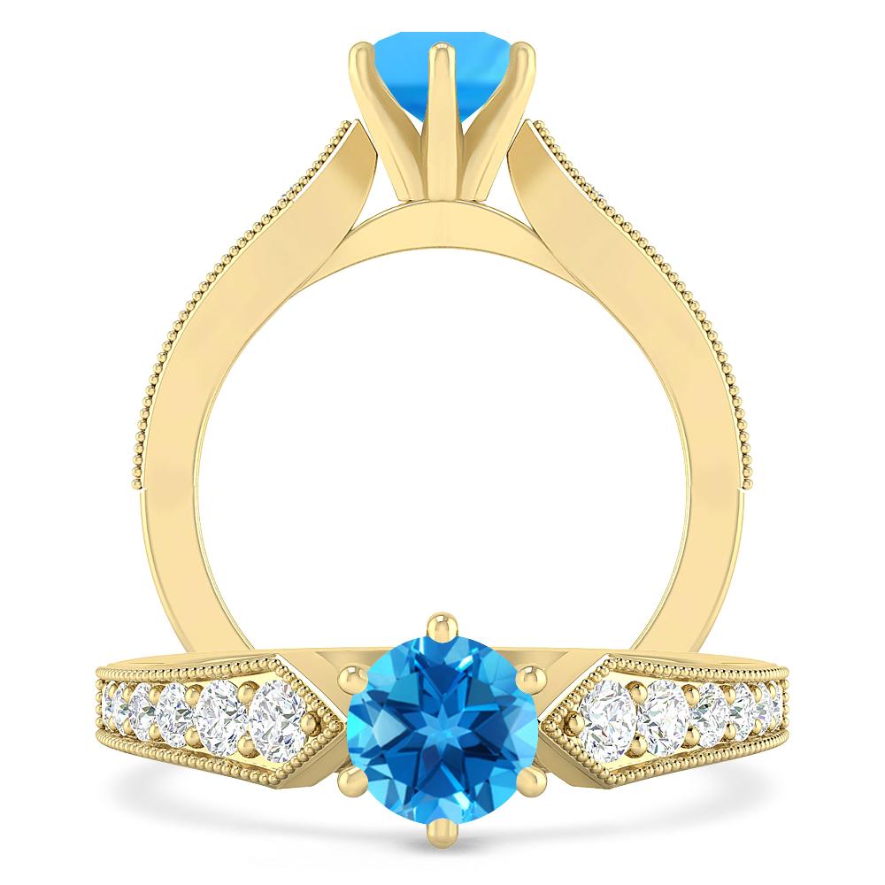 Yellow Gold - Blue Topaz