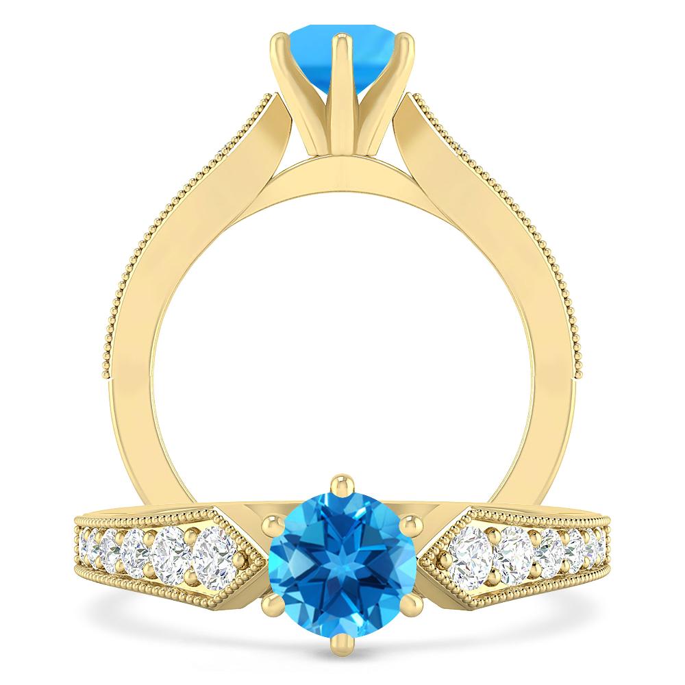 Yellow Gold - Blue Topaz