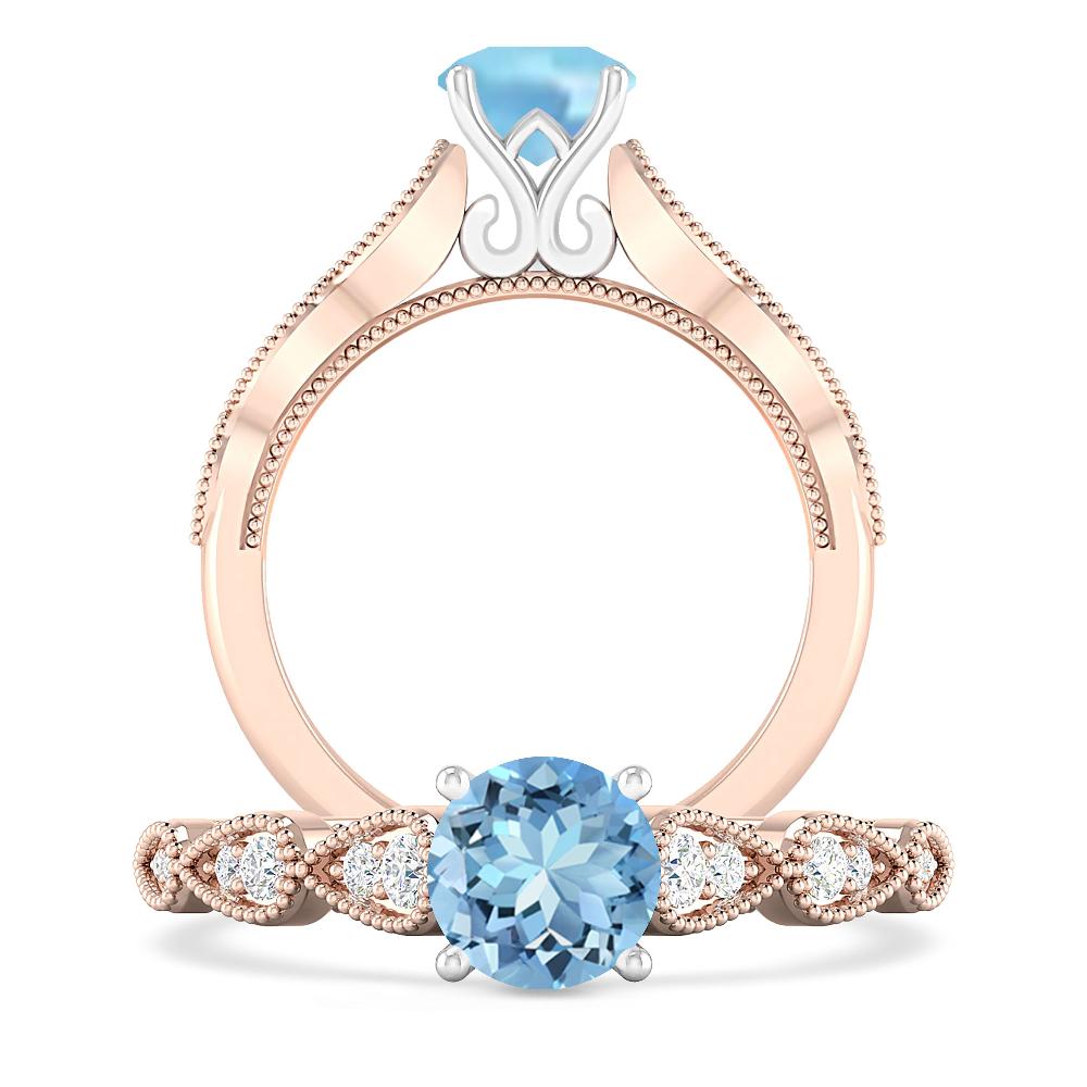 Rose Gold - Aquamarine