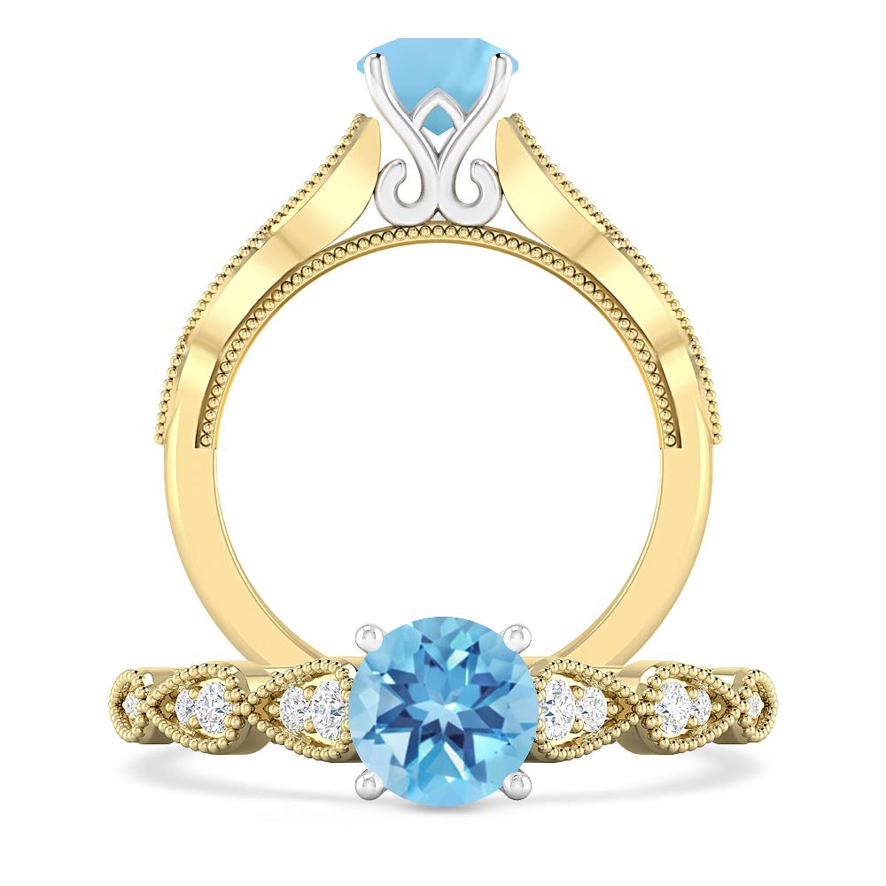 Yellow Gold - Blue Topaz