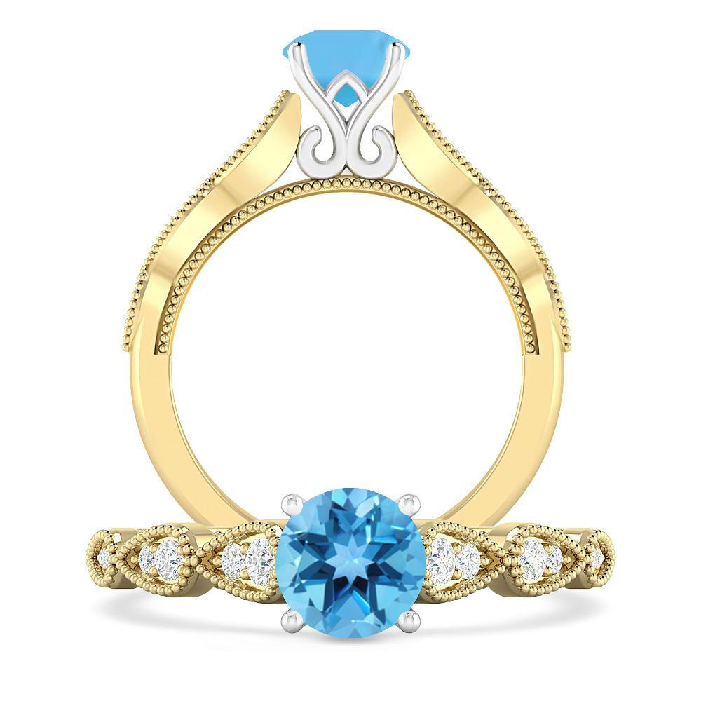 Yellow Gold - Blue Topaz