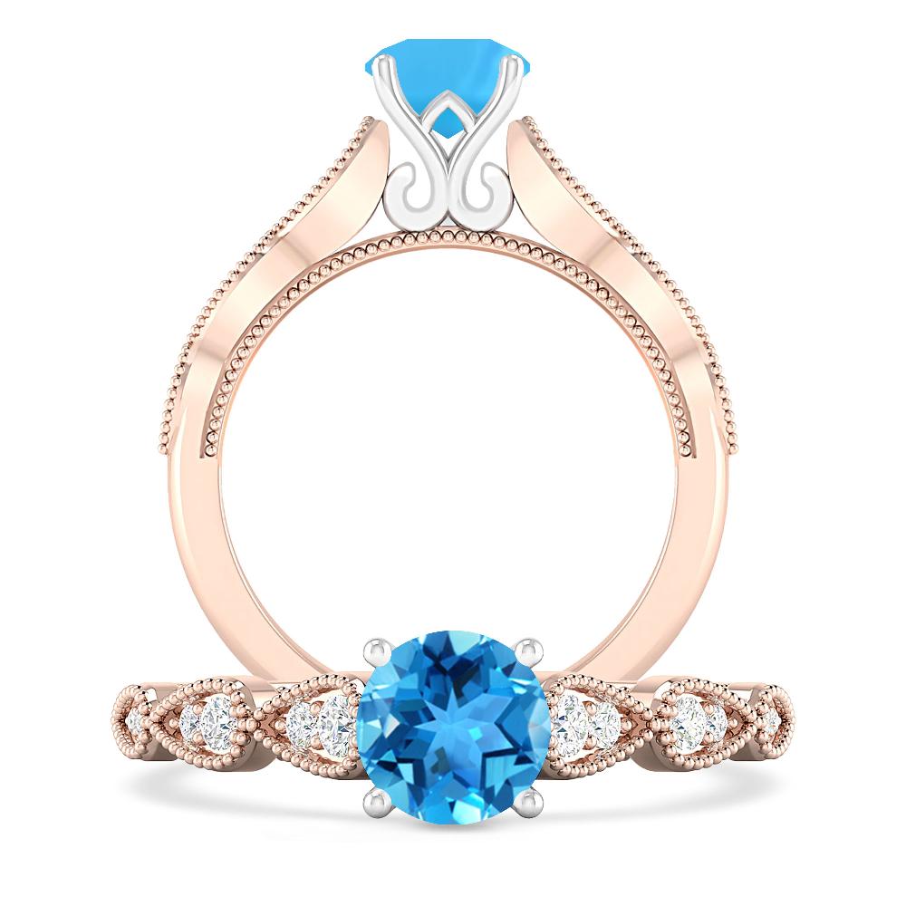 Rose Gold - Blue Topaz