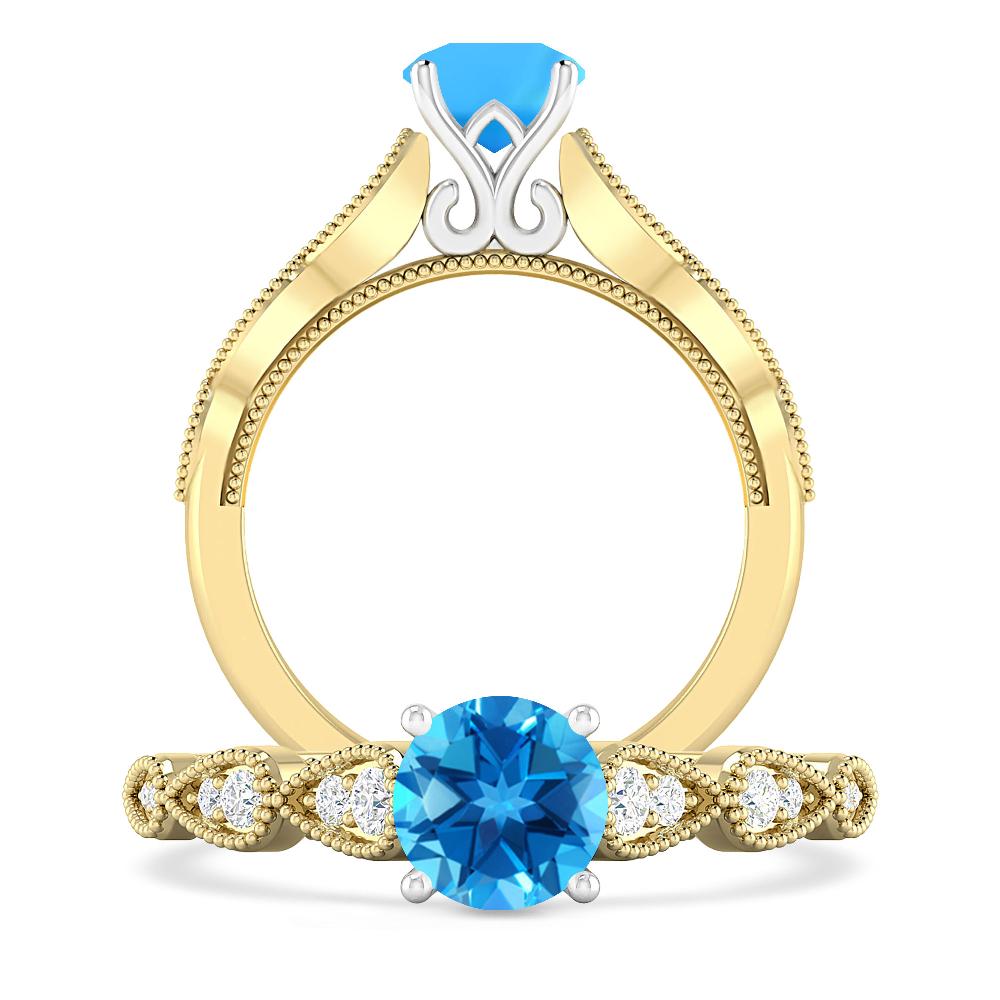 Yellow Gold - Blue Topaz