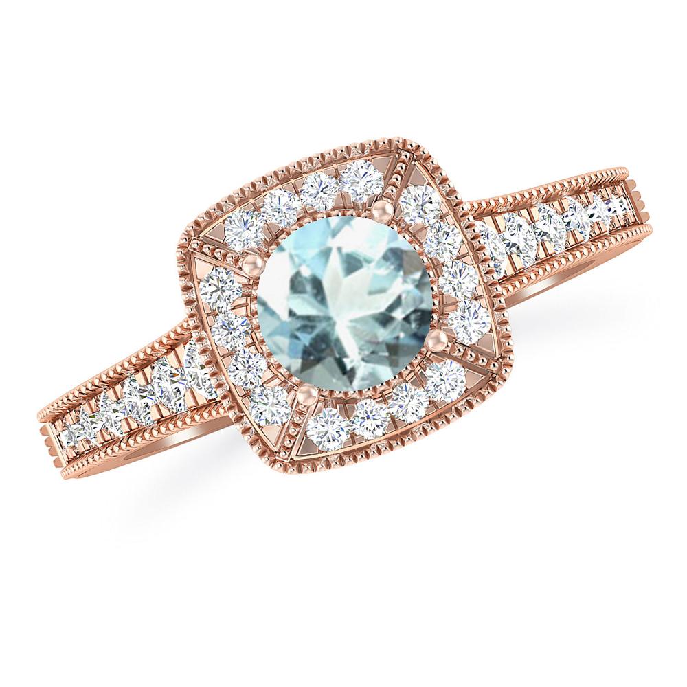 Rose Gold - Aquamarine