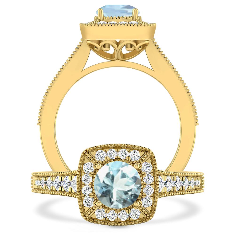 Yellow Gold - Aquamarine