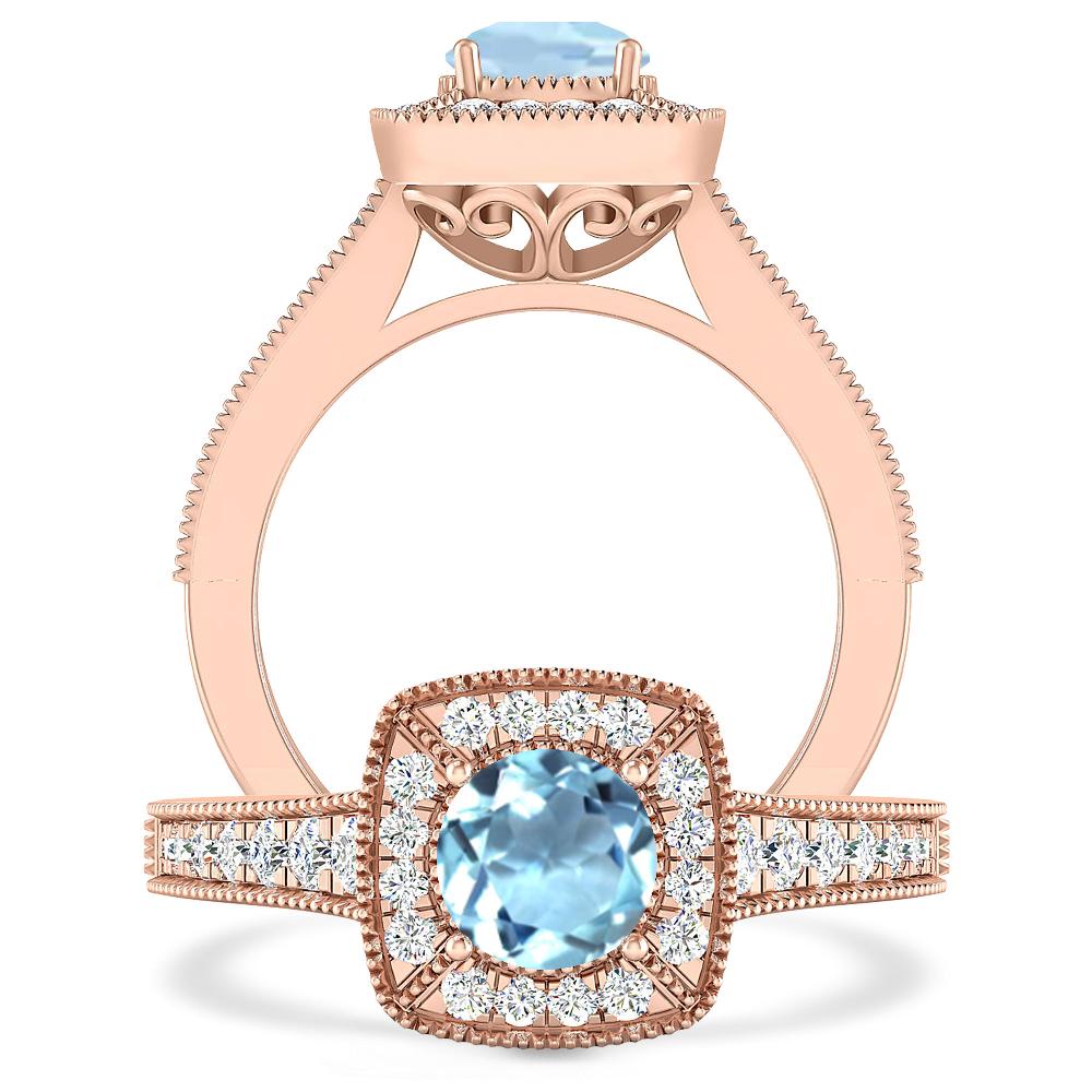 Rose Gold - Aquamarine