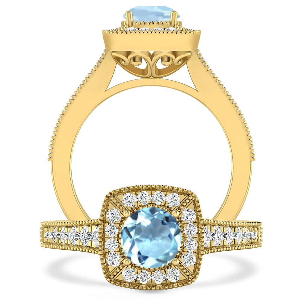 Yellow Gold - Aquamarine