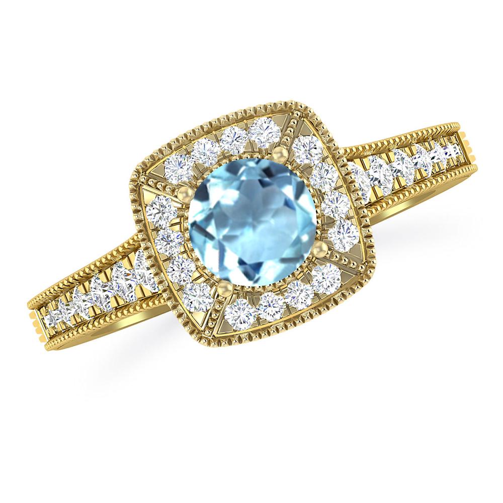 Yellow Gold - Aquamarine
