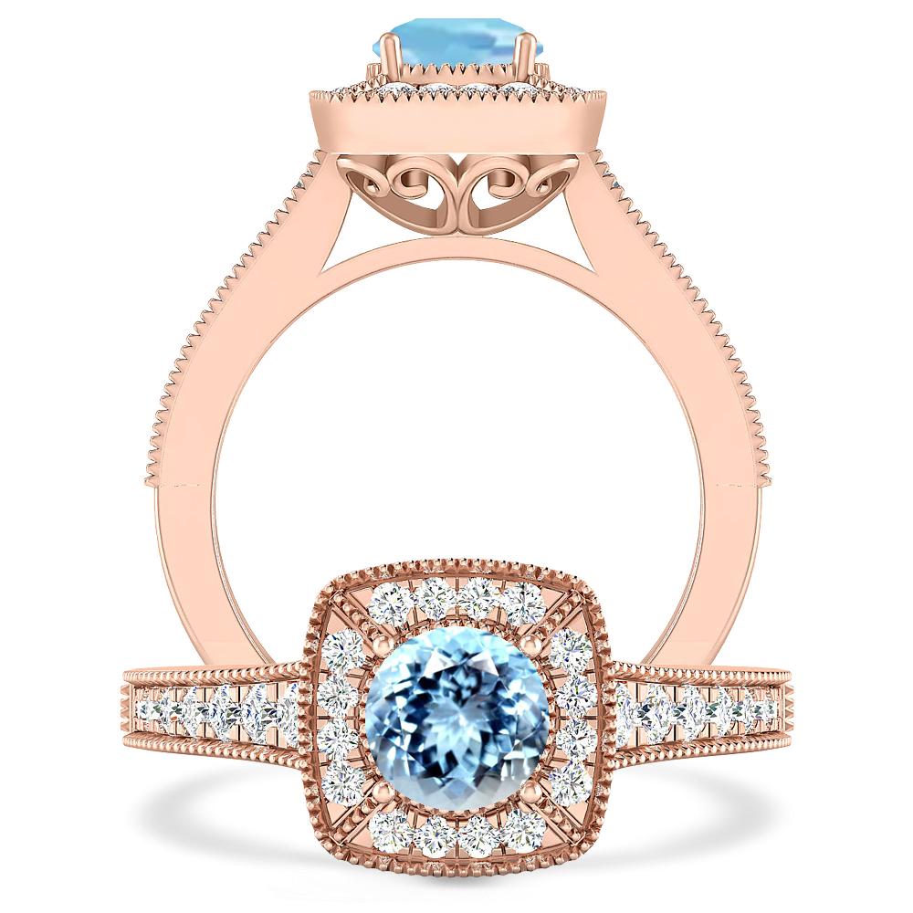 Rose Gold - Aquamarine