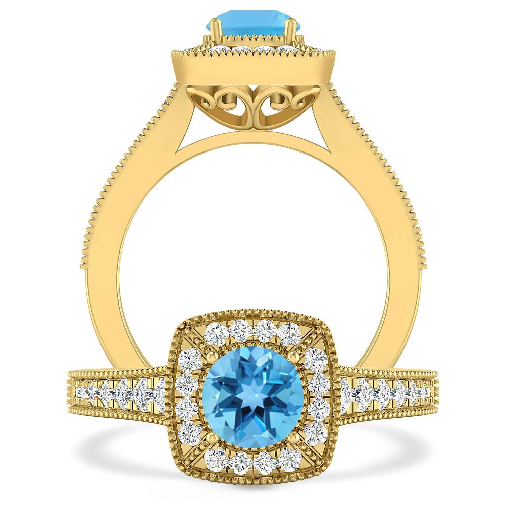 Yellow Gold - Blue Topaz