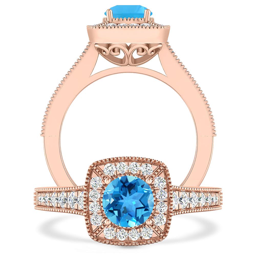Rose Gold - Blue Topaz