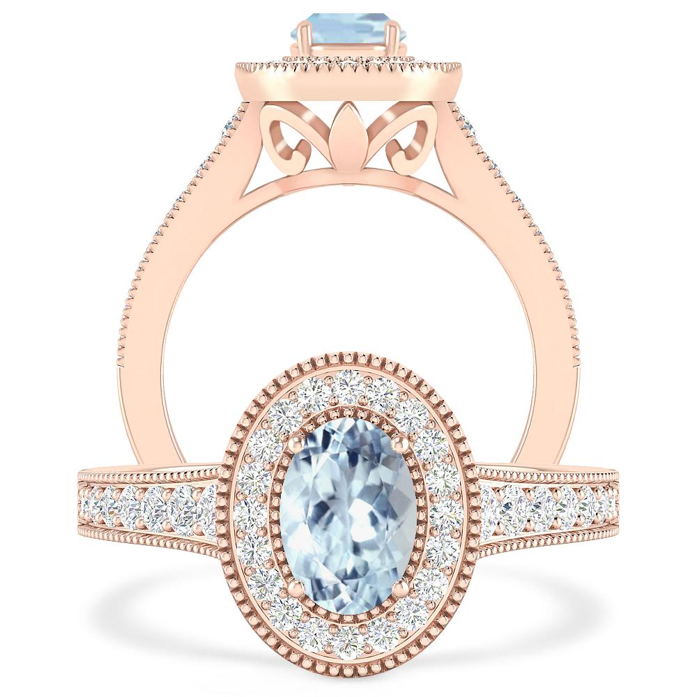 Rose Gold - Aquamarine