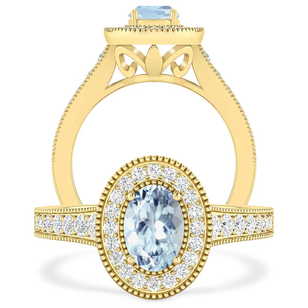 Yellow Gold - Aquamarine