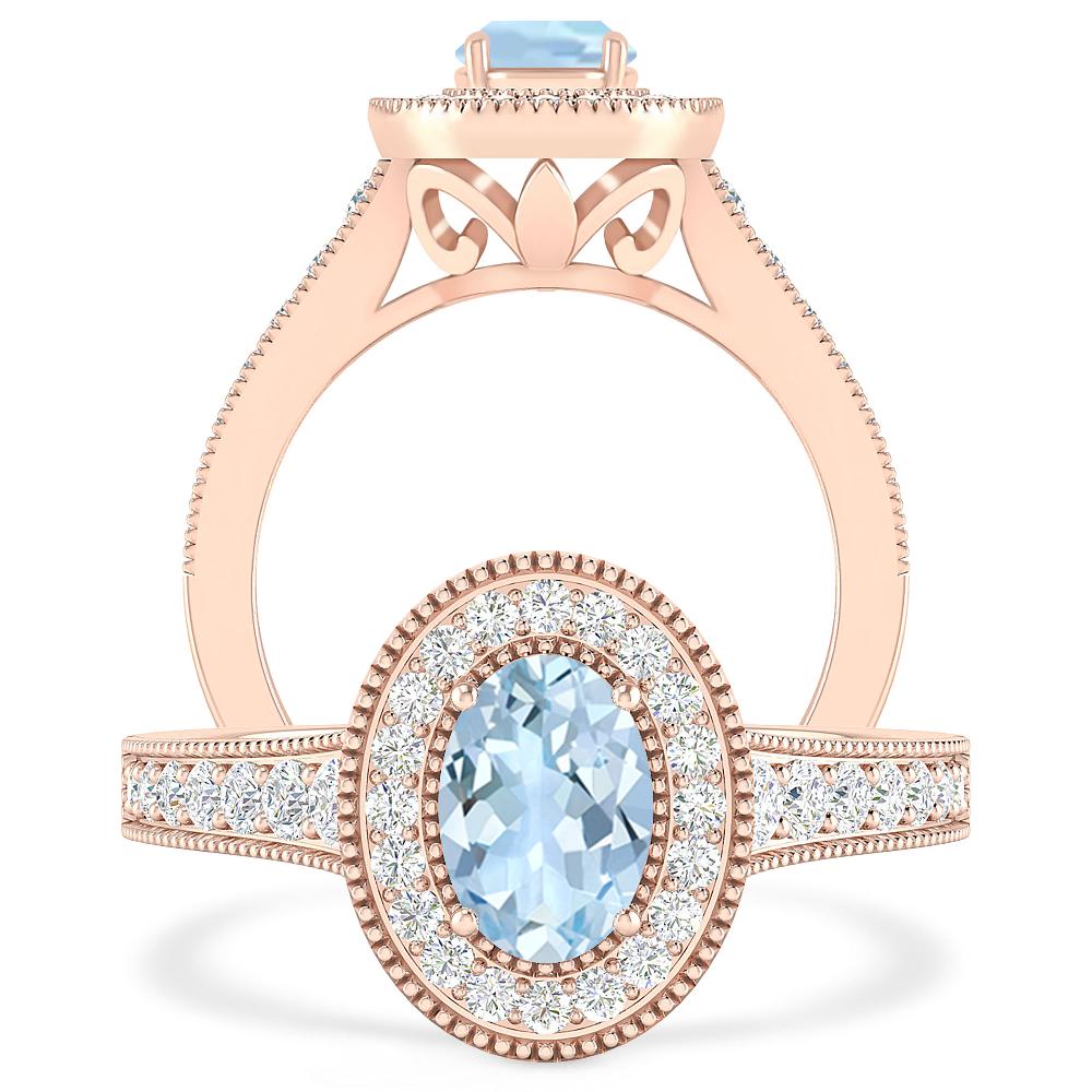 Rose Gold - Aquamarine