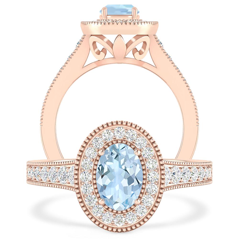 Rose Gold - Aquamarine