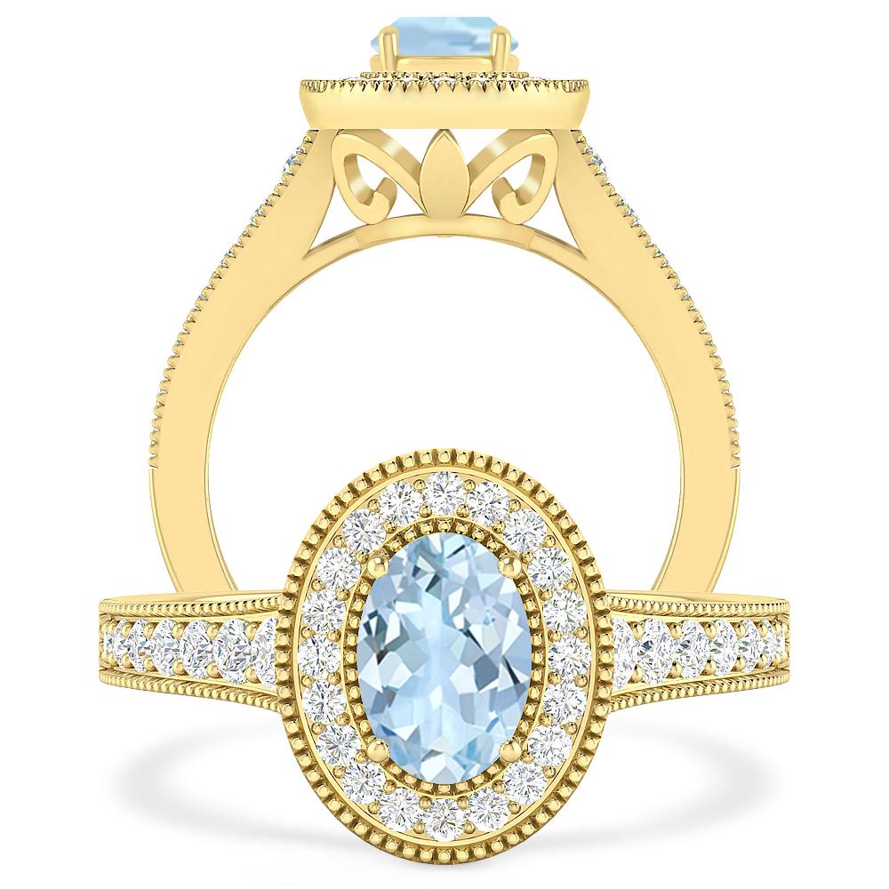 Yellow Gold - Aquamarine