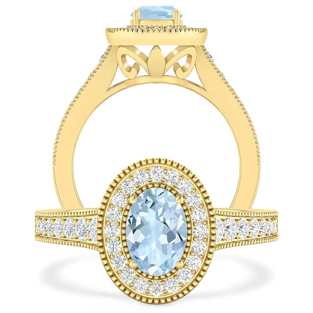 Yellow Gold - Aquamarine