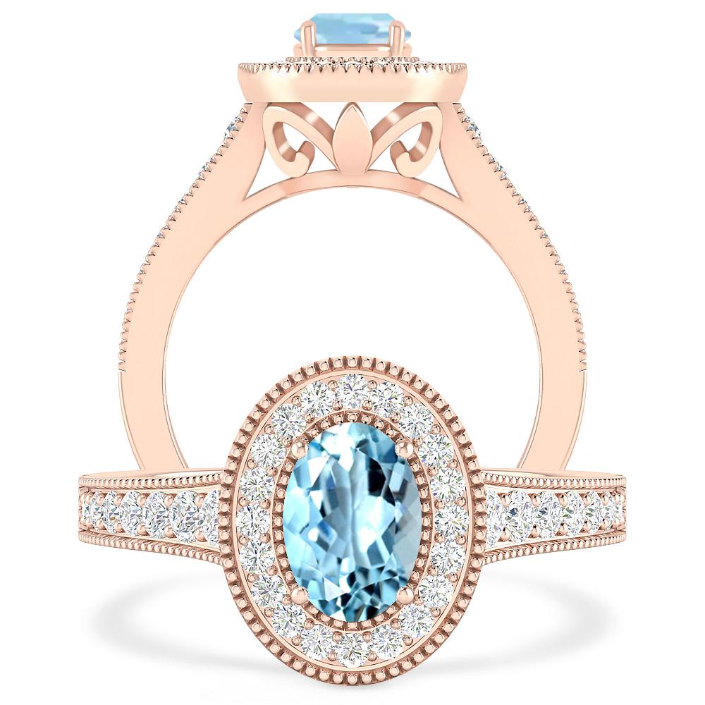 Rose Gold - Aquamarine