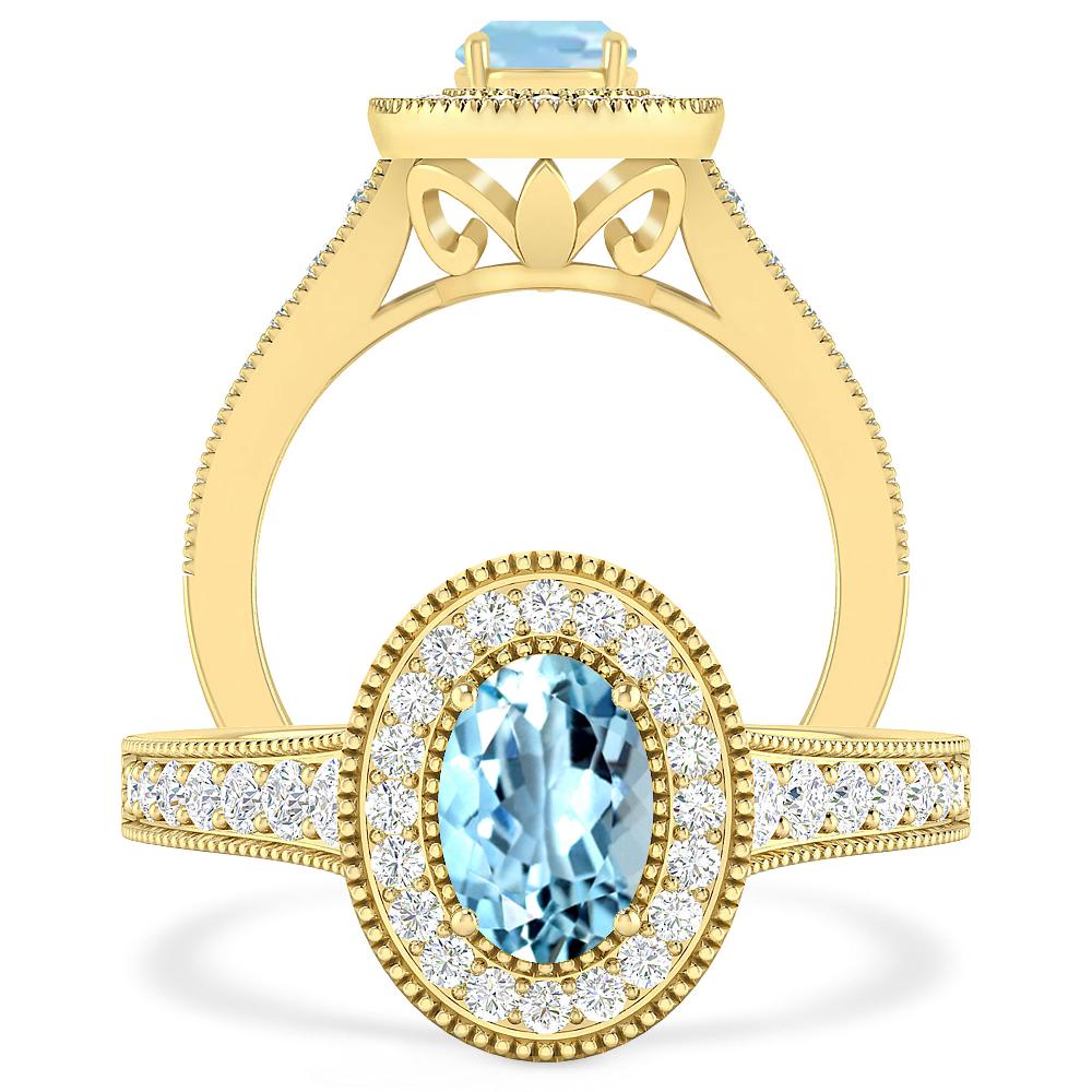 Yellow Gold - Aquamarine