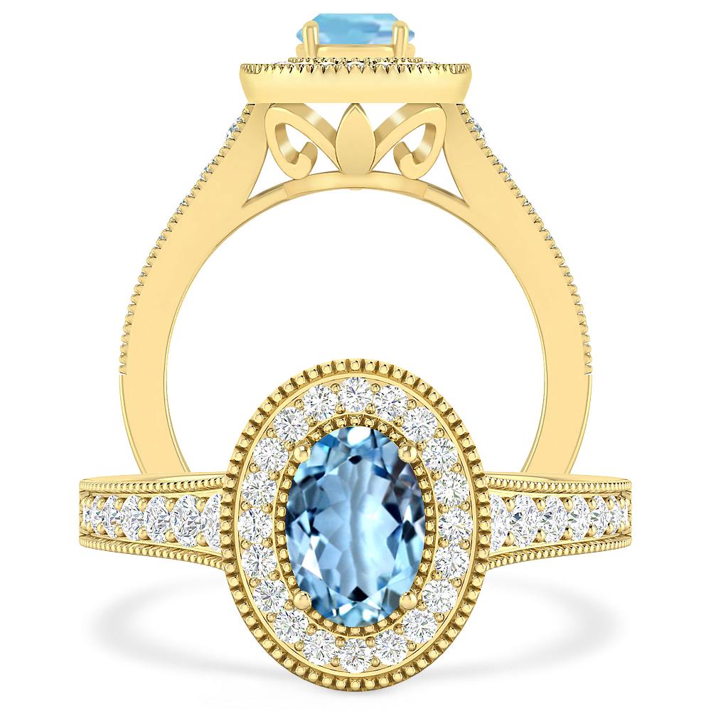 Yellow Gold - Aquamarine