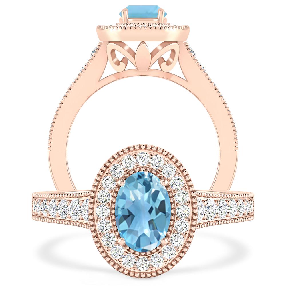 Rose Gold - Blue Topaz