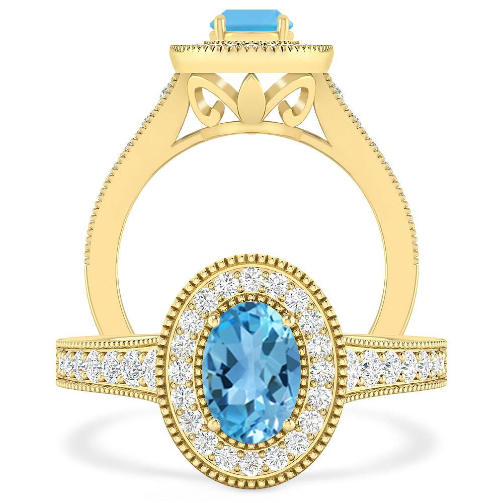 Yellow Gold - Blue Topaz