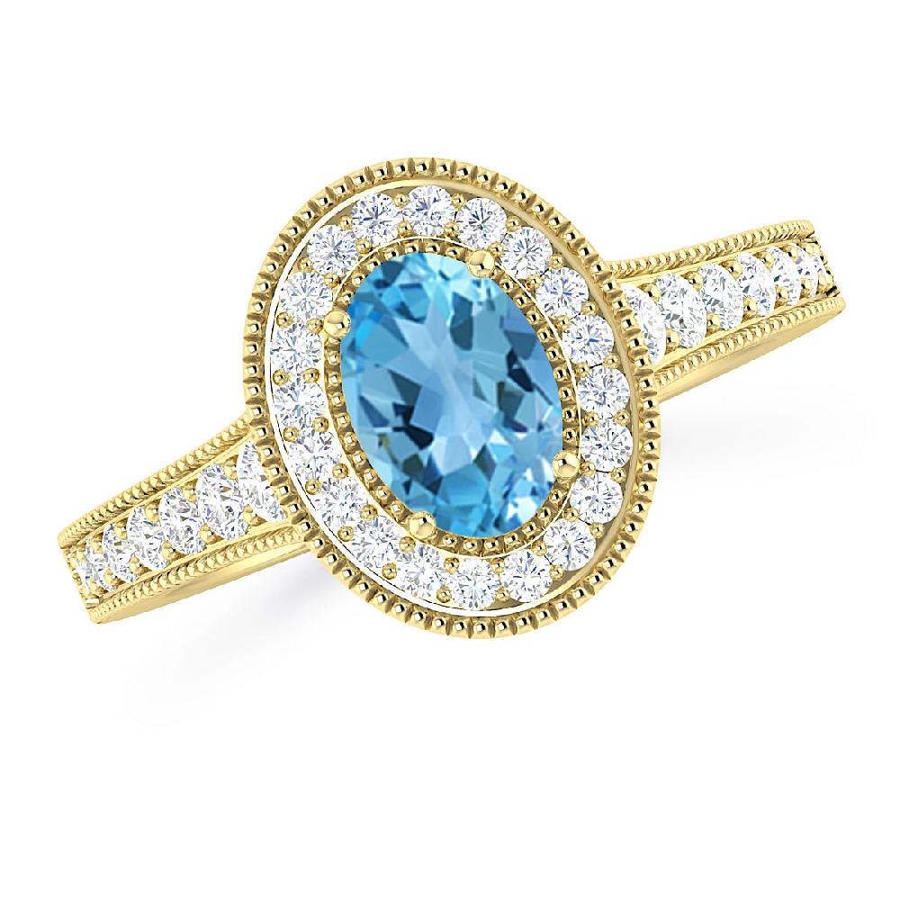 Yellow Gold - Blue Topaz