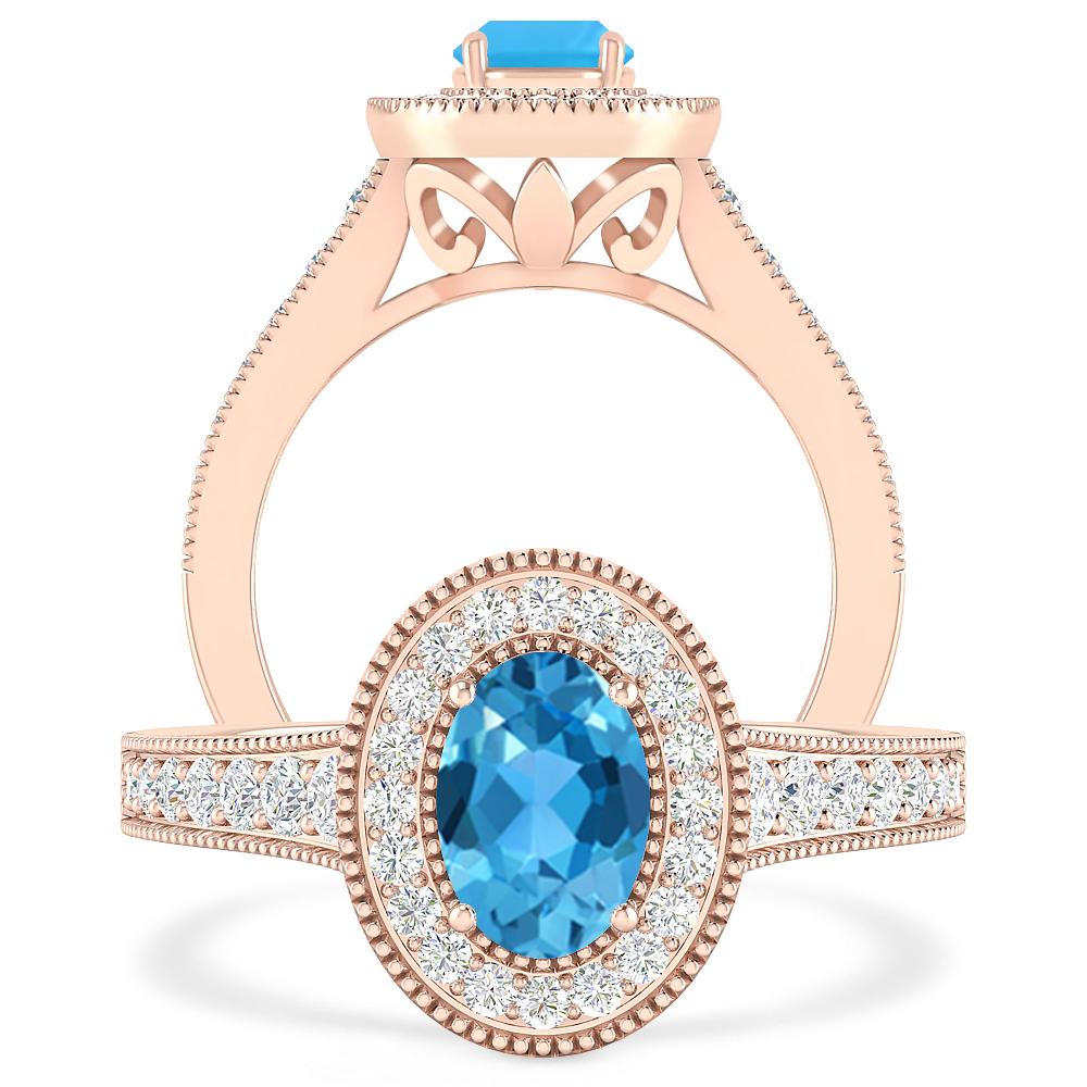 Rose Gold - Blue Topaz