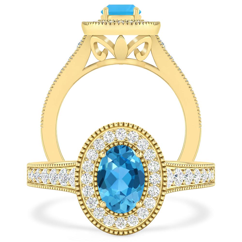 Yellow Gold - Blue Topaz