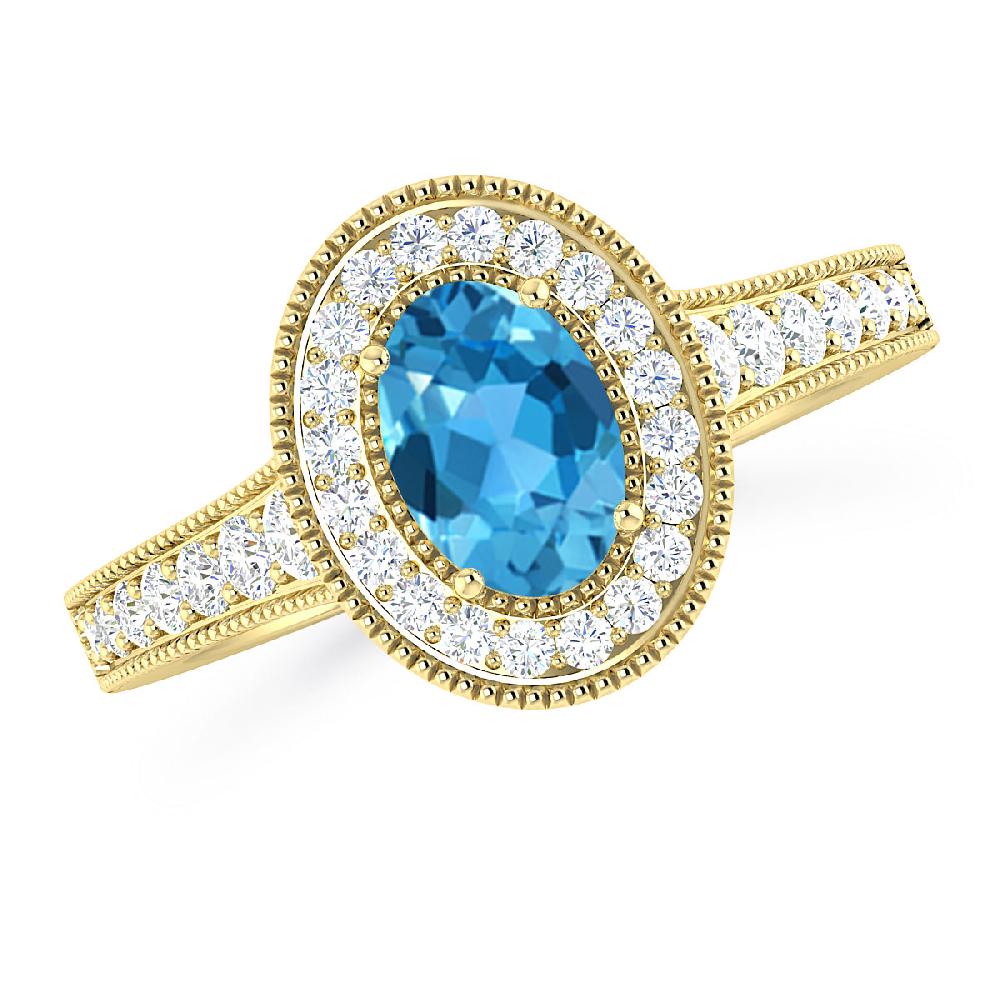 Yellow Gold - Blue Topaz