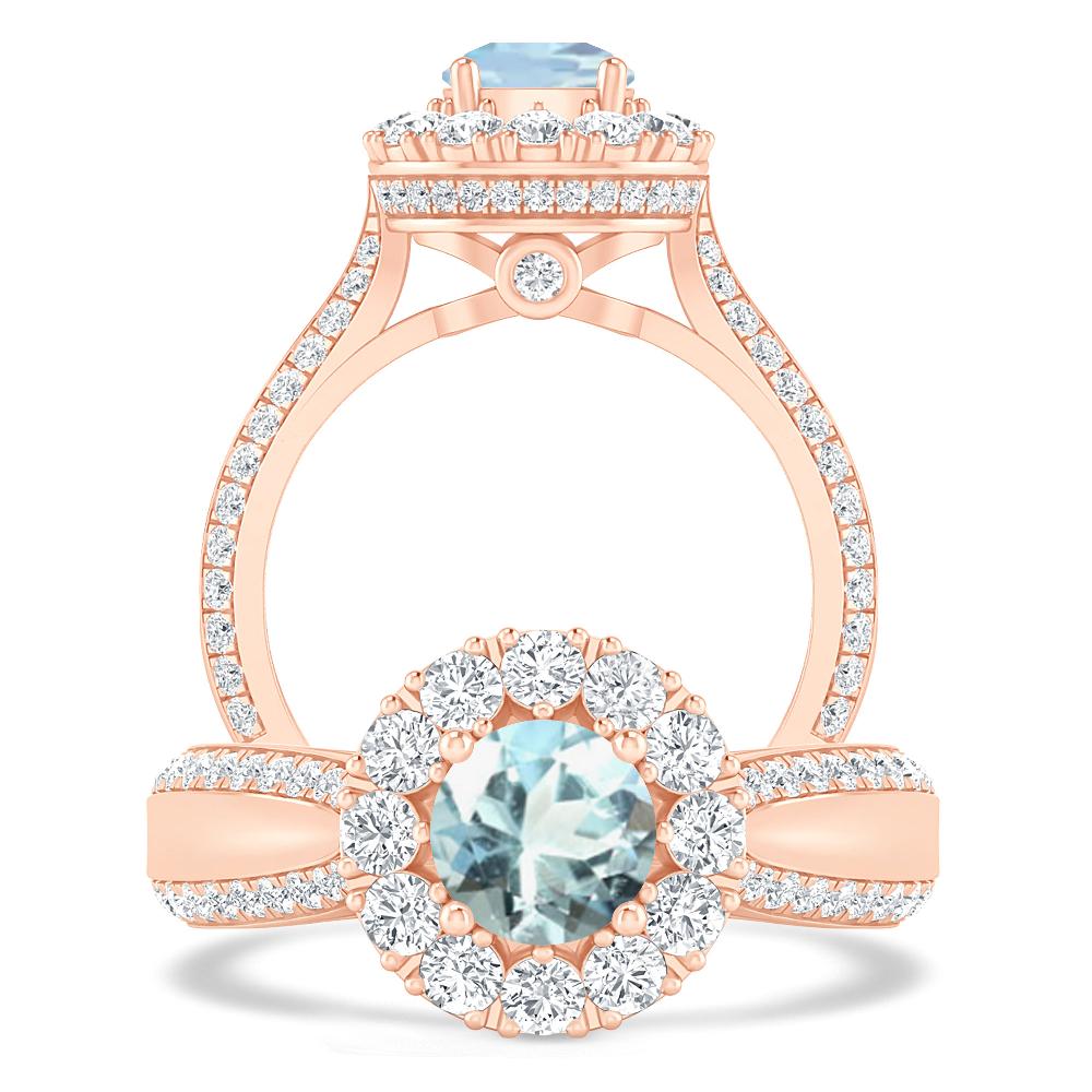 Rose Gold - Aquamarine