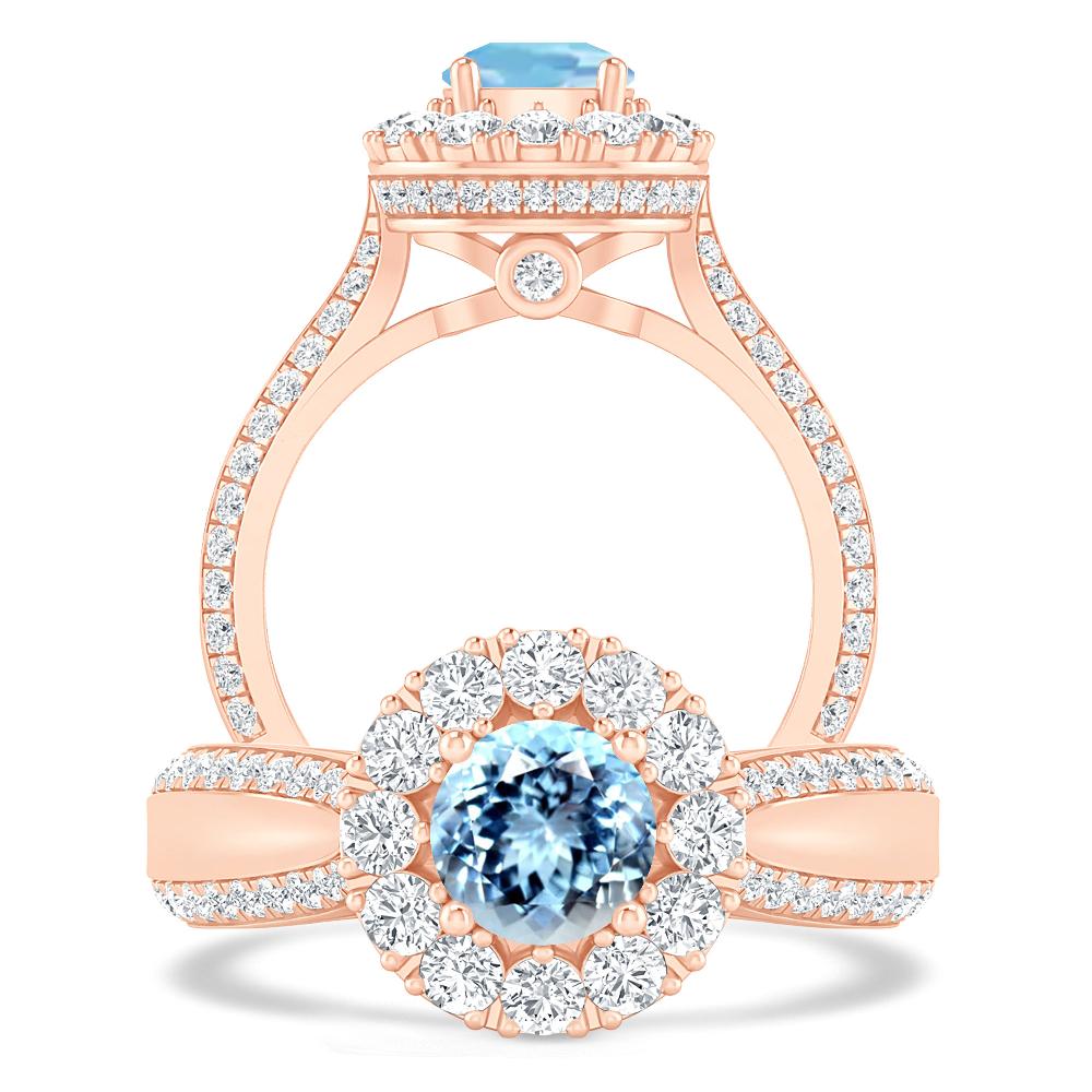 Rose Gold - Aquamarine