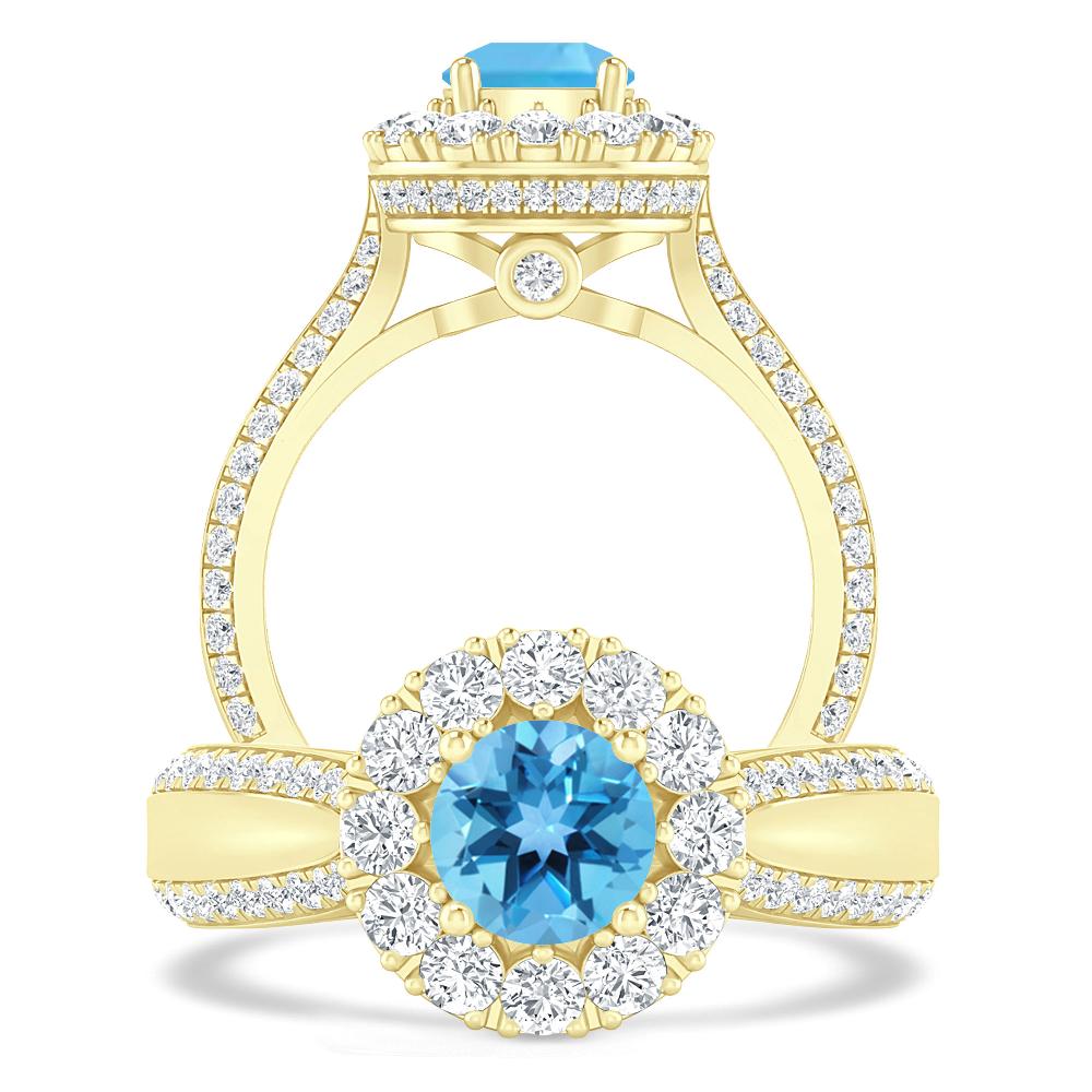 Yellow Gold - Blue Topaz