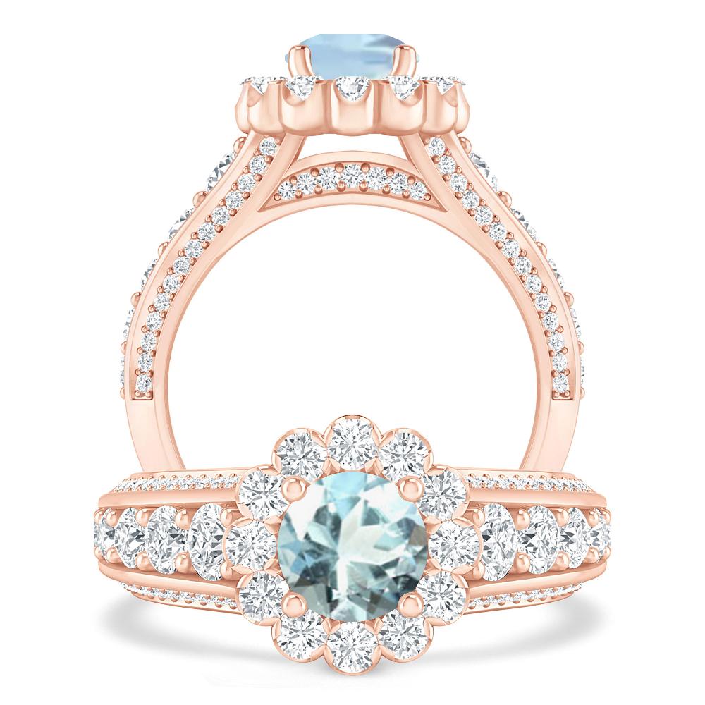 Rose Gold - Aquamarine